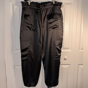 Banana Republic Women's Black Satin Cargo Jogger Pants